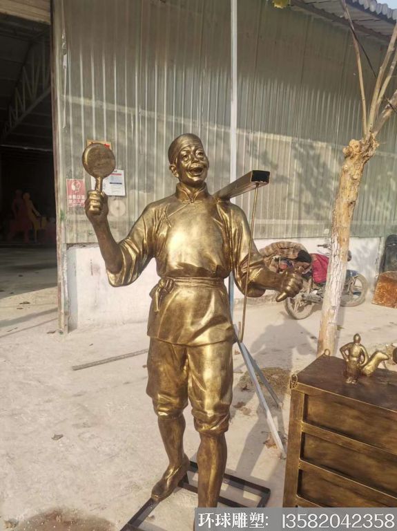 玻璃鋼賣貨郎雕塑 仿銅人物雕塑2